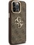 iPhone 13 Pro Max Uyumlu Kılıf Guess Lisanslı Metal 4g ve Yazı Logolu Kamera Standlı Kapak Kahve 4