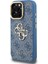 iPhone 16 Pro Uyumlu Kılıf Guess Lisanslı Metal 4g ve Yazı Logolu Kamera Standlı Kapak Mavi 2