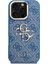 iPhone 16 Pro Uyumlu Kılıf Guess Lisanslı Metal 4g ve Yazı Logolu Kamera Standlı Kapak Mavi 3