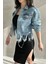 Püskül Detaylı Denim Crop Ceket 2
