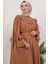 Karanfil Pelerinli Elbise Sütlükahve 5