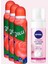Kadın Deodorant 150 ml 3 Adet + Nıvea Yüz Yıkama Köpüğü Yatıştırıcı 150ML Kuru Ciltler 1
