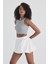 Kadın Pamuklu Crop Top Atlet Esnek Kaşkorse Ribanalı Bluz 2