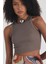 Kadın Pamuklu Crop Top Atlet Esnek Kaşkorse Ribanalı Bluz 2