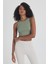 Kadın Pamuklu Crop Top Atlet Esnek Kaşkorse Ribanalı Bluz 1