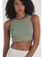 Kadın Pamuklu Crop Top Atlet Esnek Kaşkorse Ribanalı Bluz 3