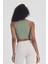 Kadın Pamuklu Crop Top Atlet Esnek Kaşkorse Ribanalı Bluz 5