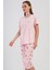Pamuklu Kadın Büyük Beden Kısa Kol Kaprili Pijama Takım , 408036 3