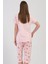 Pamuklu Kadın Büyük Beden Kısa Kol Kaprili Pijama Takım , 408036 4