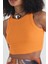 Kadın Pamuklu Crop Top Atlet Esnek Kaşkorse Ribanalı Bluz 2