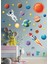 Siyah Uzay Temalı Duvar Sticker, Yıldızlar, Gezegenler ve Astronot Dekoru 3