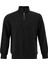 3 Iplik Pamuklu Erkek Sweatshirt Siyah Relax Fit Fermuarlı Dik Yarım Yaka Rahat Kesim Yumuşak Tuşe 3
