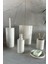 5 Parça Bej Plastik Kapaklı Banyo Seti Modern Minimalist Tasarım Kolay Temizlik 7