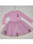 5-6-7 Yaş Kiraz Desenli Kurdela Kuşaklı Astarlı Uzun Kollu Kız Çocuk Tütü Elbise Pembe 2