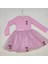 5-6-7 Yaş Kiraz Desenli Kurdela Kuşaklı Astarlı Uzun Kollu Kız Çocuk Tütü Elbise Pembe 3