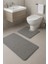 Yumuşak Kaydırmaz Tabanlı Banyo Paspas Takımı, Gri Renk 1