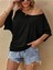 Tek Omuzu Açık Kısa Kollu Salaş Viskon Bluz 4