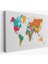 Beyaz Zemin Canlı Renkler Ingilizce Dünya Haritası Dekoratif Kanvas Tablo, Duvar Dekoru 1095 1