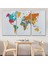 Beyaz Zemin Canlı Renkler Ingilizce Dünya Haritası Dekoratif Kanvas Tablo, Duvar Dekoru 1095 3