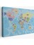 Ülke Başkentli Okyanuslu Ingilizce Dünya Haritası Dekoratif Kanvas Tablo, Duvar Dekoru 2233 1