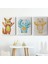 Şirin Hayvanlar Temalı 3'lü Set Dekoratif Kanvas Tablo, Duvar Dekoru CA51 2