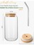 Isıya Dayanıklı Cam Bardak, Pipetli, Ahşap Kapak, 550ML, Bubble Tea ve Kahve Sunumu 2