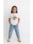 Kız Labubu Çocuk Baskılı T-Shirt - Beyaz 2