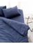 Adrien King Size %100 Pamuk Çizgili Kapaklı Nevresim Takımı - Lacivert 2