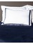 Jeanne King Size Bordürlü Saten Nevresim Takımı - Beyaz/lacivert 3