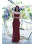 Bordo Pul Taş Işlemeli Straplez Balık Abiye 9705304.04 2