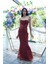 Bordo Pul Taş Işlemeli Straplez Balık Abiye 9705304.04 4