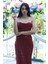 Bordo Pul Taş Işlemeli Straplez Balık Abiye 9705304.04 6
