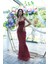 Bordo Pul Taş Işlemeli Straplez Balık Abiye 9705304.04 8
