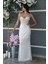 Beyaz Pul Taş Işlemeli Straplez Balık Abiye 9705304.15 4