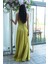 Fıstık Yırtmaç Detaylı Saten Abiye Elbise 4522348.22 7
