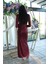 Bordo Kruvaze Yaka Kol Ucu Tüylü Pul Payet Abiye 9705182.04 3