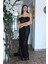 Siyah Drape Yaka Detaylı Payet Işlemeli Uzun Kuşaklı Abiye 9705470.01 3