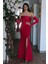 Kırmızı Göğüs Taş Işleme Detaylı Drapeli Abiye 9705446.08 1