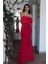 Kırmızı Göğüs Taş Işleme Detaylı Drapeli Abiye 9705446.08 2