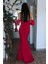 Kırmızı Göğüs Taş Işleme Detaylı Drapeli Abiye 9705446.08 4
