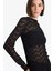 Slim Fit Dar Kesim Kayık Yaka Dantel Uzun Kollu Bluz F8116AX25AU 4