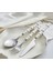 18 Parça Porselen Beyaz Inci Taş Detaylı Yemek Takımı Seti 2