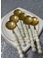 6 Adet Beyaz Plastik Inci Taş Detaylı Gold Yemek Kaşığı Takımı 2