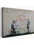 Çocuğun Çizdiği Ev ve Kapıyı Kapatan Adam, Banksy Dekoratif Kanvas Tablo, Duvar Dekoru 5019 1