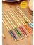 Çiçek Desenli Bambu Yemek Çubukları, 5 Çift, 10 Adet, Kahverengi 2