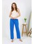 Kadın Penye Düz Tek Alt Pijama 27535 Mavi 1