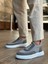 Bağcıksız Lastik Detaylı Triko Erkek Hi Sneaker Gri (Beyaz Taban) 1