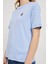 Kadın Bisiklet Yaka Rahat Kalıp Ayıcık Nakışlı % 100 Pamuk T-Shirt 2