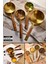4lü Büyük Boy Paslanmaz Çelik Ahşap Saplı Gold Ölçü Kaşığı Seti Ölçü Kabı 60ML 80ML 125ML 250ML 1