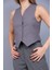 Kadın GRİ %100 Polyester Kruvaze Kesim Slim Fit V Yaka Düğmeli Yelek 3